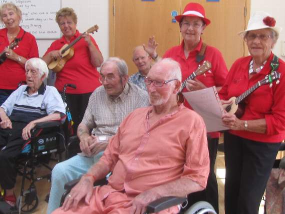 Ukulele's hit right note at sing-a-long in Petersfield Hospital