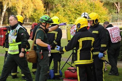 Hampshire fire and police officers in simulated terror attack in Bordon