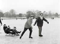 Skaters had fun on the frozen pond