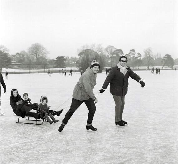 Skaters had fun on the frozen pond