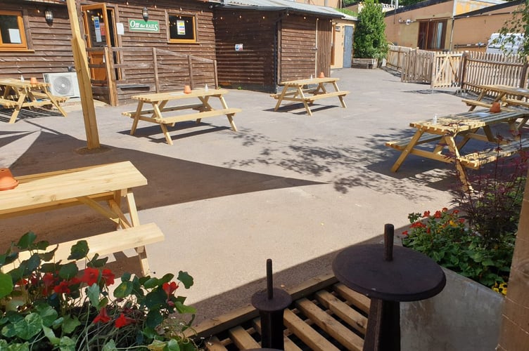 The beer garden at the Triple fff brewery in Four Marks.