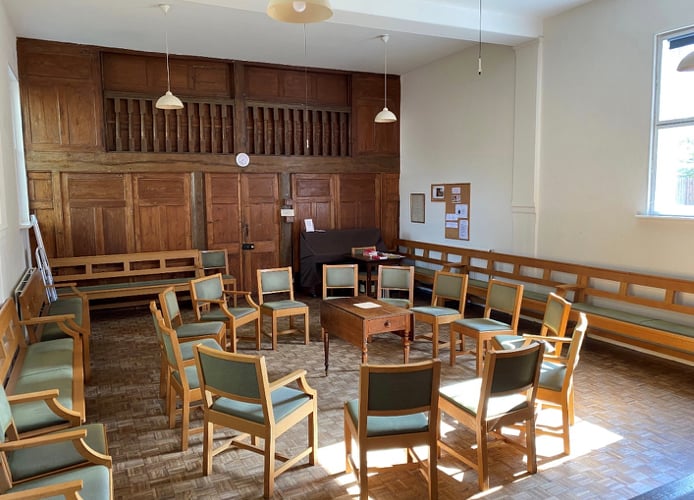 The main meeting room at the Quaker Meeting House in Alton.