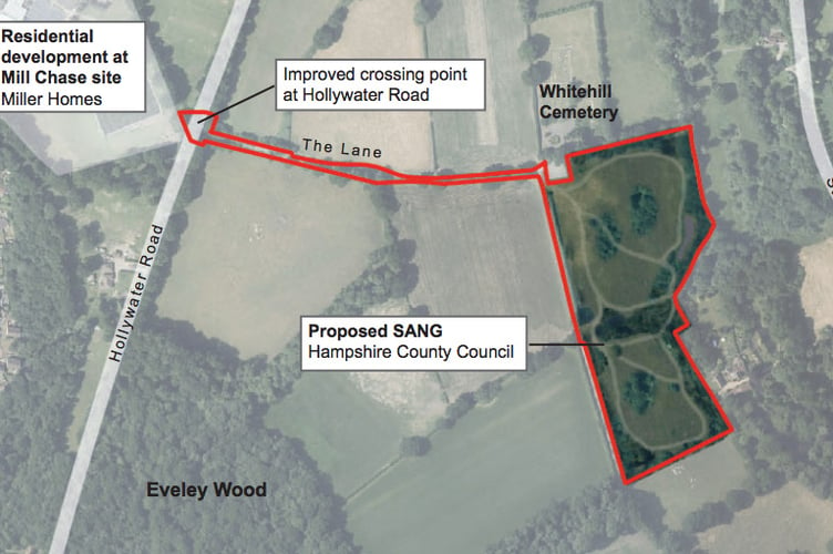 The proposed Standford Grange Farm SANG, October 2022.