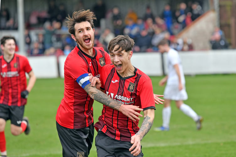 Archie Greenough is congratulated by Connor Hoare