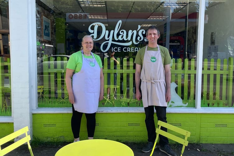 Dylan's Ice Cream founder Ben Govier with his manager Marie Hughes in their award winning parlour at Junction Place, Haslemere