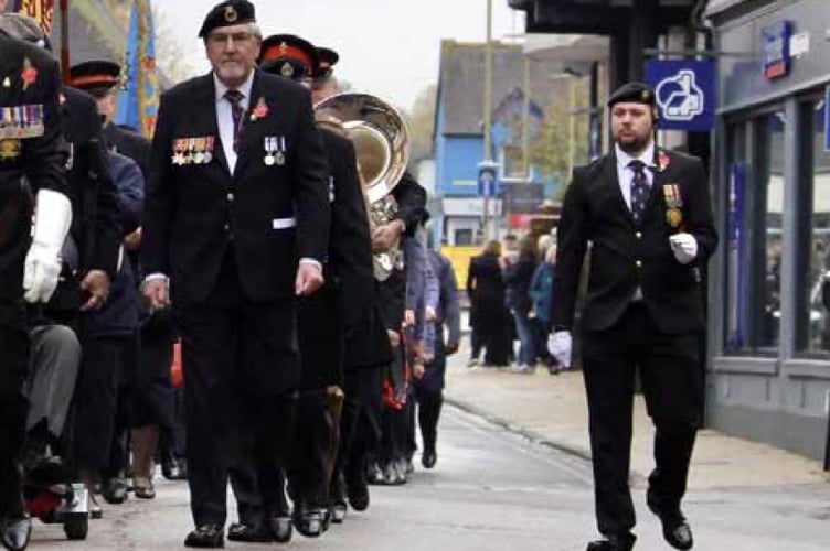 Cllr Chris Paige, seen here on the right, is the new chairman of the Petersfield Royal British Legion, November 2023. 