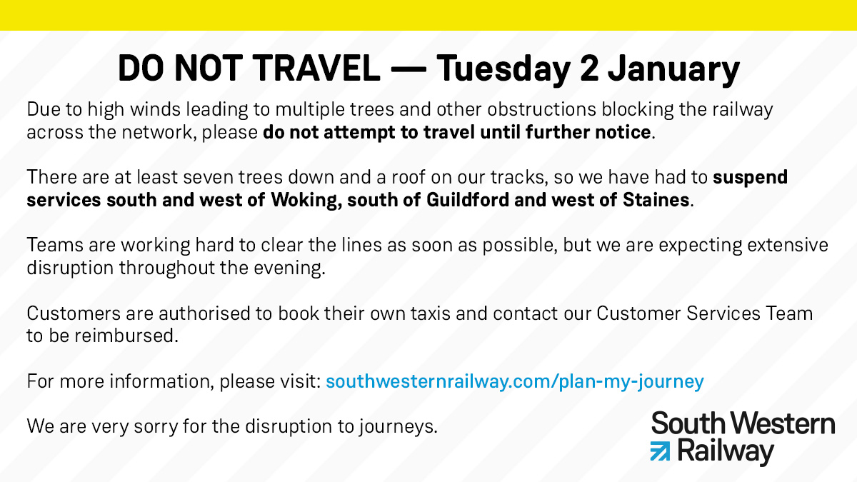 Storm Henk: 'Extreme' Disruption On South Western Railway Network As ...