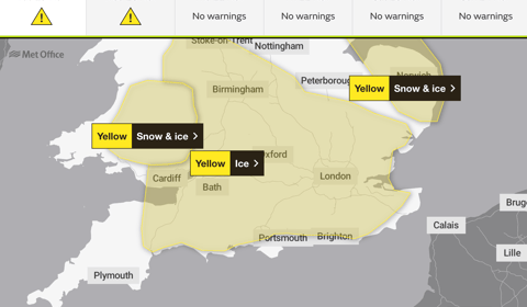 Ice warning issued for Hampshire and Surrey as temperatures plunge