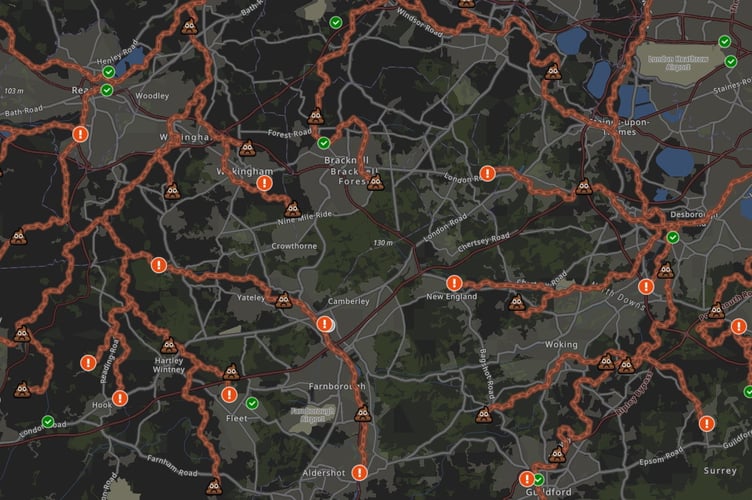 Screengrab of the new comprehensive waterways map which reveals the 'horrifying' reality of England's sewage crisis. Photo released January 29 2025. Sewage spills into England's lakes, rivers and seas by water companies more than doubled in 2023. 'The Sewage Map', created by Dr Alex Lipp and Jonny Dawe, shows which river sections are downstream of sewage discharges from storm overflows - in real-time. The map shows rivers across England, indicating a 'poo' emoji when sewage dischargers are live, a red exclamation mark indicates a spill over the last 48 hours and a green tick indicates no spill reported in the last 48 hours.