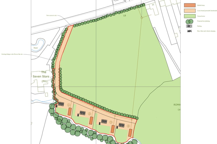 Location plan for Gypsy and Traveller pitches in Stroud, land east of Seven Stars, Hampshire. SDNP/24/01102/FUL.