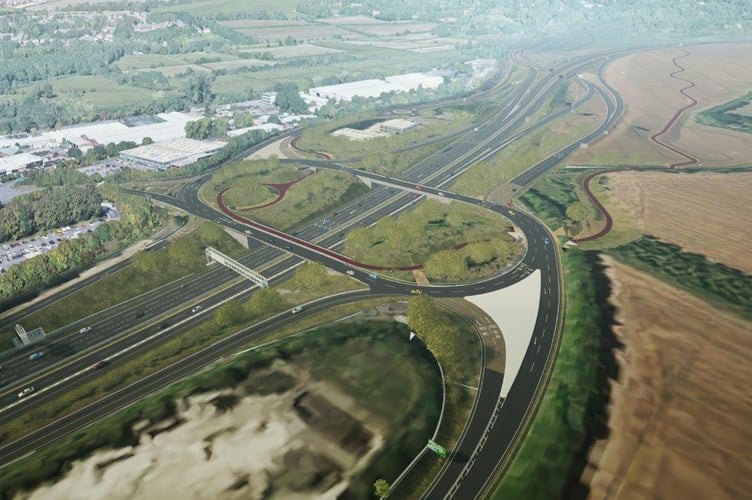 A mock-up of how Junction 9 on the M3 is expected to look once completed